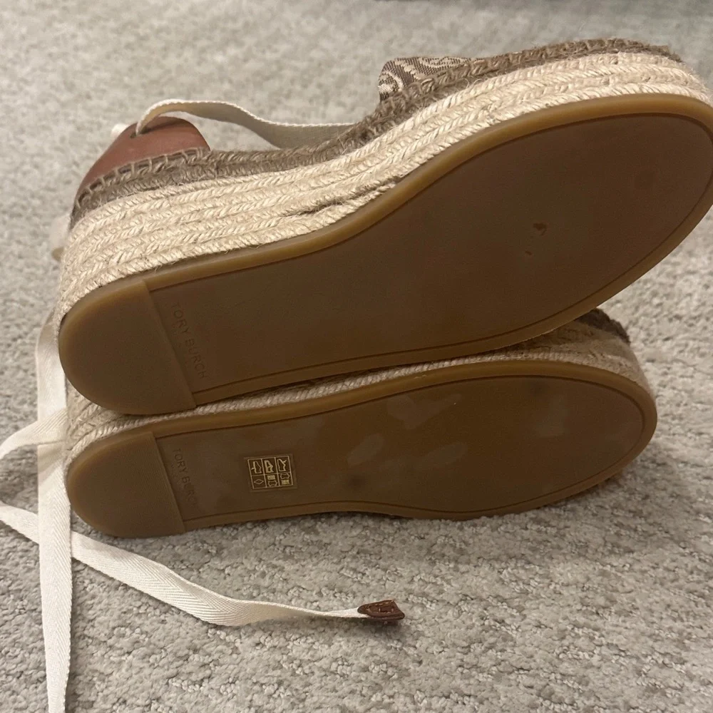 Tory Burch Tan Espadrille Wedge Shoes - Picture 5 of 5